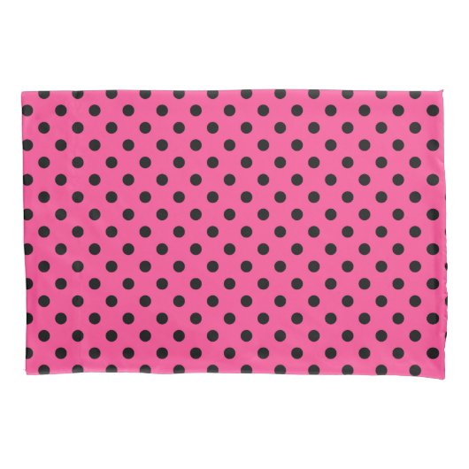 Roze en zwarte pooldots kussensloop (Voorkant)
