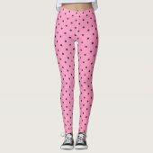  roze en zwarte pooldots leggings (Voorkant)