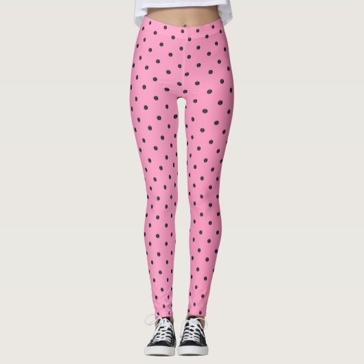 roze en zwarte pooldots leggings (Voorkant)