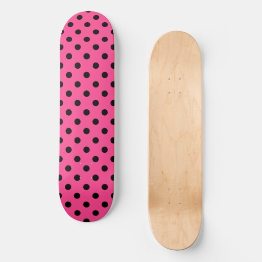 Roze en zwarte pooldots persoonlijk skateboard (Voorkant)