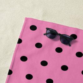 Roze en zwarte pooldots strandlaken
