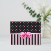 Roze en zwarte pooldots/stripes briefkaart (Staand voorkant)