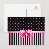 Roze en zwarte pooldots/stripes briefkaart (Voorkant / Achterkant)