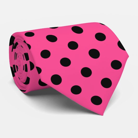 Roze en zwarte pooldots stropdas (Opgerold)