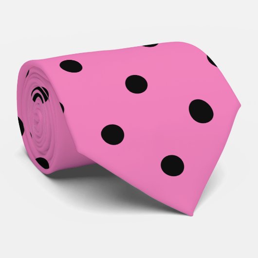 Roze en zwarte pooldots stropdas (Opgerold)