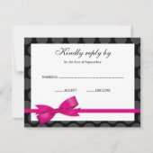 Roze en zwarte poolpuntkaart RSVP-reactiekaart RSVP Kaartje (Voorkant)