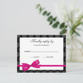 Roze en zwarte poolpuntkaart RSVP-reactiekaart RSVP Kaartje (Staand voorkant)