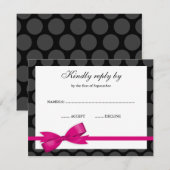 Roze en zwarte poolpuntkaart RSVP-reactiekaart RSVP Kaartje (Voorkant / Achterkant)