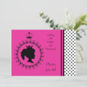 Roze en zwarte prinses 5 x 7 Birthday-uitnodiginge Kaart (Staand voorkant)