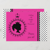 Roze en zwarte prinses 5 x 7 Birthday-uitnodiginge Kaart (Voorkant / Achterkant)