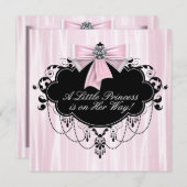 Roze en zwarte prinses Baby shower Kaart (Voorkant / Achterkant)