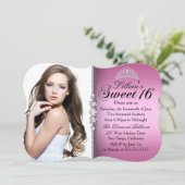 Roze en zwarte prinses Tiara Sweet 16 verjaardag Kaart (Staand voorkant)