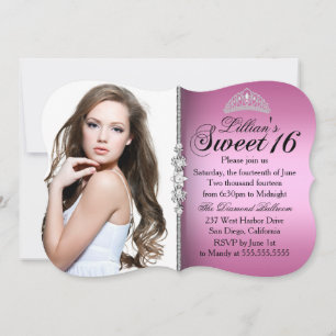 Roze en Zwarte Prinsessen Tiara Sweet 16 Verjaarda Kaart