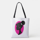 Roze en zwarte Puff Silhouette Canvas tas (Achterkant)