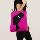 Roze en zwarte Puff Silhouette Canvas tas (Dichtbij)