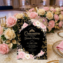 Roze en Zwarte Quinceañera Gouden Rozen