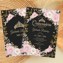 Roze en Zwarte Quinceañera Gouden Rozen