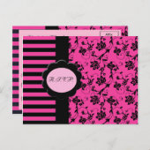 Roze en zwarte R.S.V.P. Kaart (Voorkant / Achterkant)