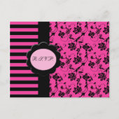 Roze en zwarte R.S.V.P. Kaart (Voorkant)
