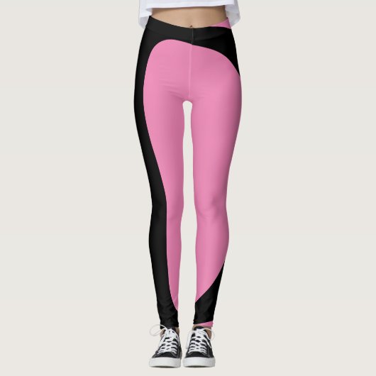 roze en zwarte rand leggings (Voorkant)
