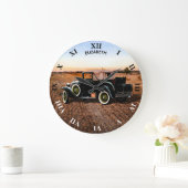 Roze en zwarte  retro-auto grote klok (Huis)