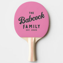 Roze en Zwarte Retro Familienaam & Jaar