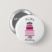 Roze en zwarte ring ronde button 5,7 cm (Voorkant /achterkant)