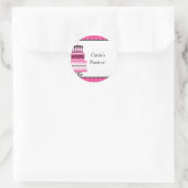 Roze en zwarte ring ronde sticker (Tas)