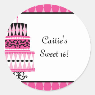 Roze en zwarte ring ronde sticker
