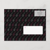 Roze en zwarte Rock 'n' Roll muziek thema bruiloft Aankondigingskaart (Achterkant)