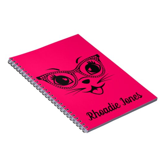  roze en zwarte rode kat notitieboek (Rechterzijde)