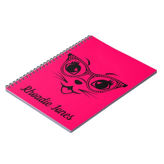  roze en zwarte rode kat notitieboek (Linkerzijde)