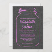Roze en zwarte roestachtige Mason Jar Wedding Invi Kaart (Voorkant)