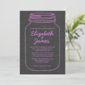 Roze en zwarte roestachtige Mason Jar Wedding Invi Kaart (Staand voorkant)