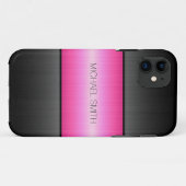 Roze en zwarte roestvrij staal Case-Mate iPhone case (Achterkant (horizontaal))