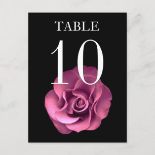 Roze en zwarte Roos banquettabelkaart Briefkaart