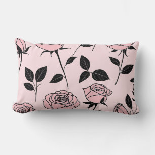 Roze en zwarte roos kunst kussen