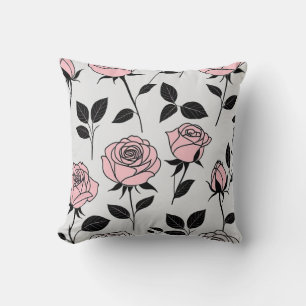Roze en zwarte roos kunst kussen