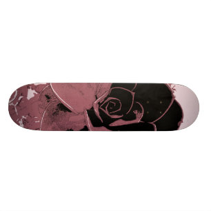 Roze en zwarte Roos Pop Kunstskateboard Persoonlijk Skateboard