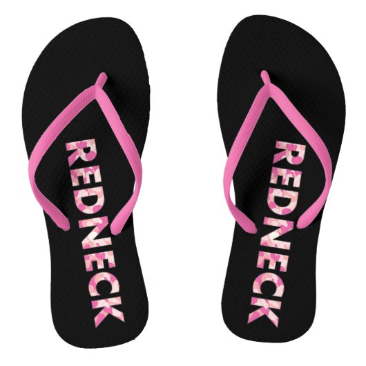 Roze en zwarte Roze Camp Rednek Teenslippers (Voetbed)
