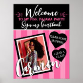 Roze en zwarte roze fotofoto Welkomstteken Poster (Voorkant)