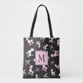  roze en zwarte roze monogram tote bag (Voorkant)