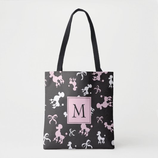 roze en zwarte roze monogram tote bag (Voorkant)