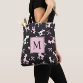 roze en zwarte roze monogram tote bag (Dichtbij)