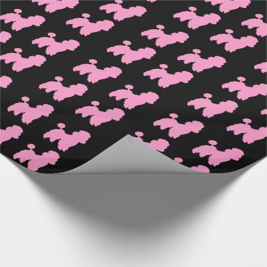 Roze en zwarte roze papierrol cadeaupapier (Hoek)