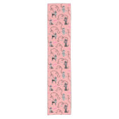 Roze en zwarte roze roze roze roodroze roestpatroo korte tafelloper (Voorkant)