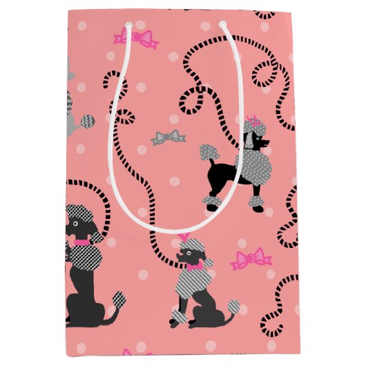 Roze en zwarte roze roze roze roodroze roestpatroo medium cadeauzakje (Voorkant)