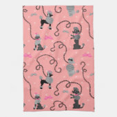 Roze en zwarte roze roze roze roodroze roestpatroo theedoek (Verticaal)