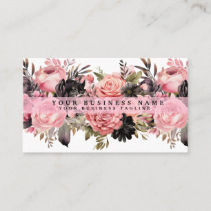 Roze en Zwarte Rozen Bloemen Bedrijfskaarten Visitekaartje