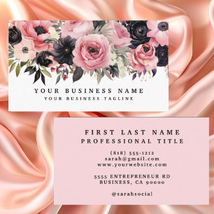 Roze en Zwarte Rozen Bloemen Bedrijfskaarten Visitekaartje